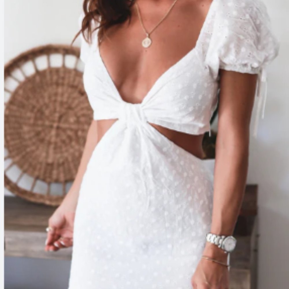 White Eyelet Mini Dress